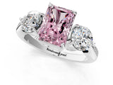 White gold Three-Stone Fancy Pink Radiant Cut Diamond Channel Set Engagement Ring with Prong Setting_25