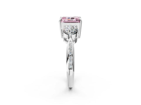 White gold Three-Stone Fancy Pink Radiant Cut Diamond Channel Set Engagement Ring with Prong Setting_26