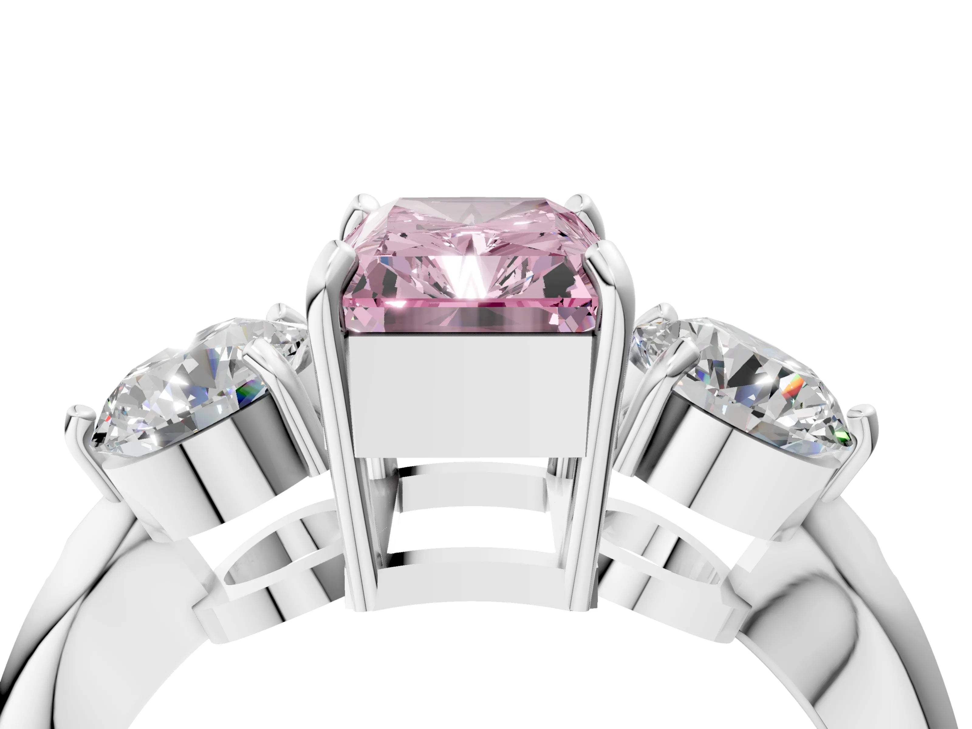 White gold Three-Stone Fancy Pink Radiant Cut Diamond Channel Set Engagement Ring with Prong Setting_28