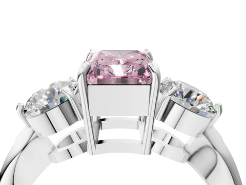 White gold Three-Stone Fancy Pink Radiant Cut Diamond Channel Set Engagement Ring with Prong Setting_28