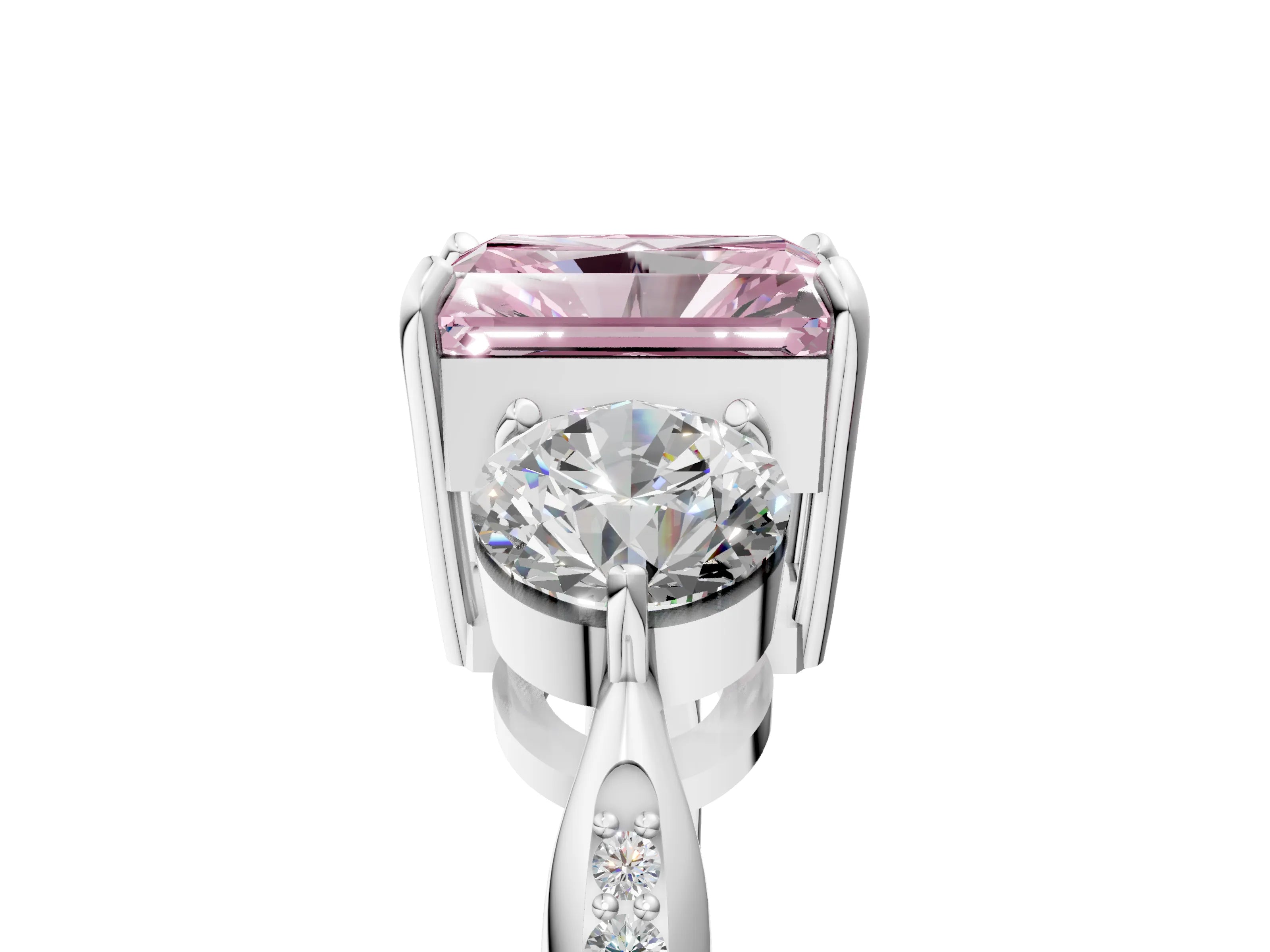 White gold Three-Stone Fancy Pink Radiant Cut Diamond Channel Set Engagement Ring with Prong Setting_29