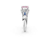 White gold Three-Stone Fancy Pink Radiant Cut Diamond Engagement Ring with Pave Band and Prong Setting_14
