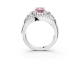 White gold Three-Stone Fancy Pink Radiant Cut Diamond Engagement Ring with Pave Band and Prong Setting_15