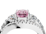 White gold Three-Stone Fancy Pink Radiant Cut Diamond Engagement Ring with Pave Band and Prong Setting_16