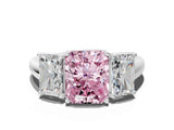 White gold Three-Stone Fancy Pink Radiant Cut Diamond Engagement Ring with Prong Setting_15
