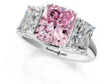 White gold Three-Stone Fancy Pink Radiant Cut Diamond Engagement Ring with Prong Setting_16