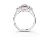 White gold Three-Stone Fancy Pink Radiant Cut Diamond Engagement Ring with Prong Setting_18