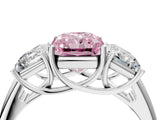 White gold Three-Stone Fancy Pink Radiant Cut Diamond Engagement Ring with Prong Setting_19