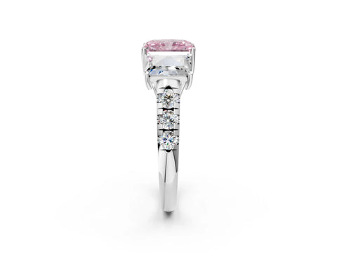 White gold Three-Stone Fancy Pink Radiant Cut Diamond Pavé Band with Prong Setting_14