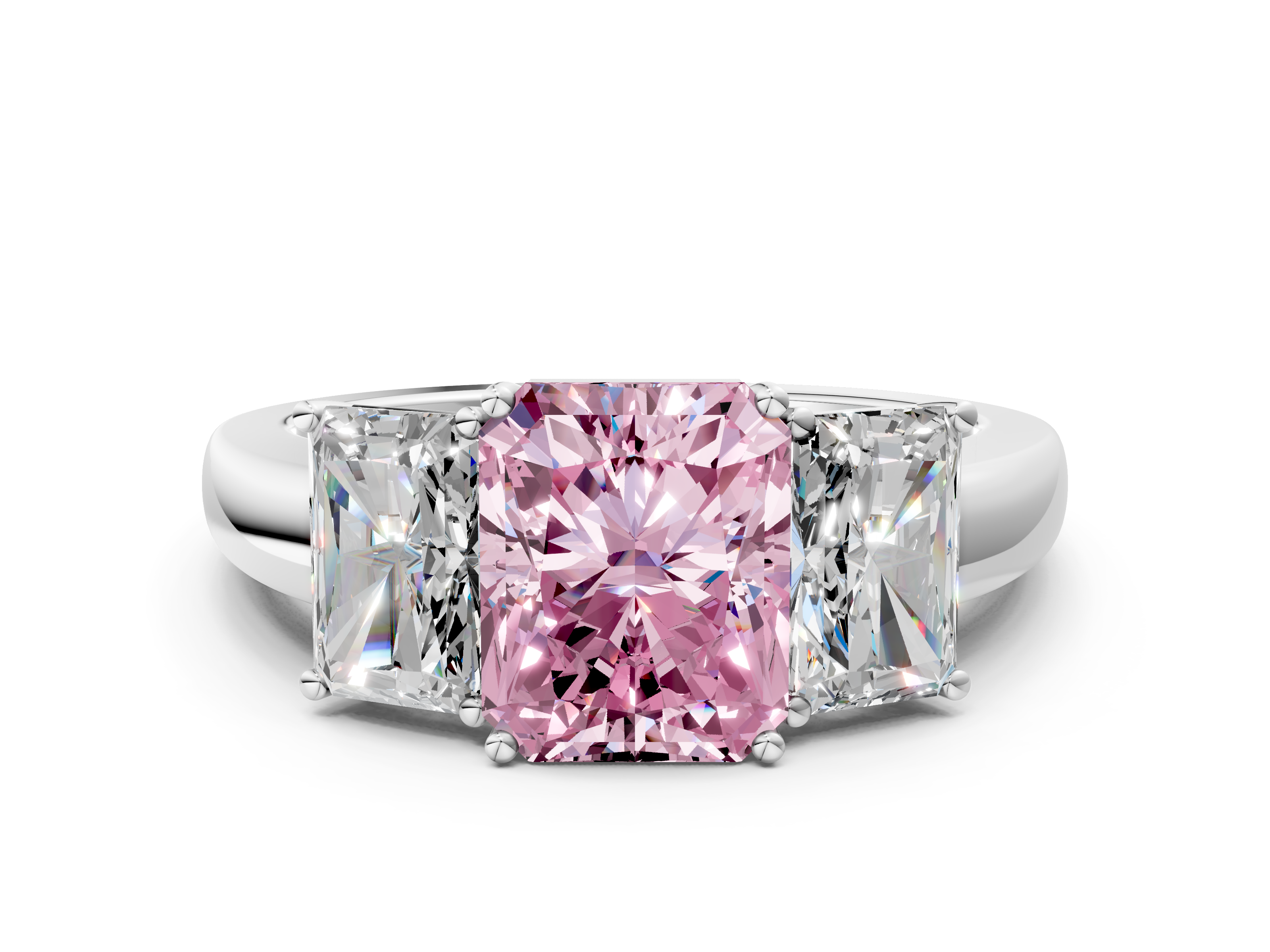 White gold Three-Stone Fancy Pink Radiant  Cut Diamond Ring with Channel-Set Band and Four-Prong Setting_43