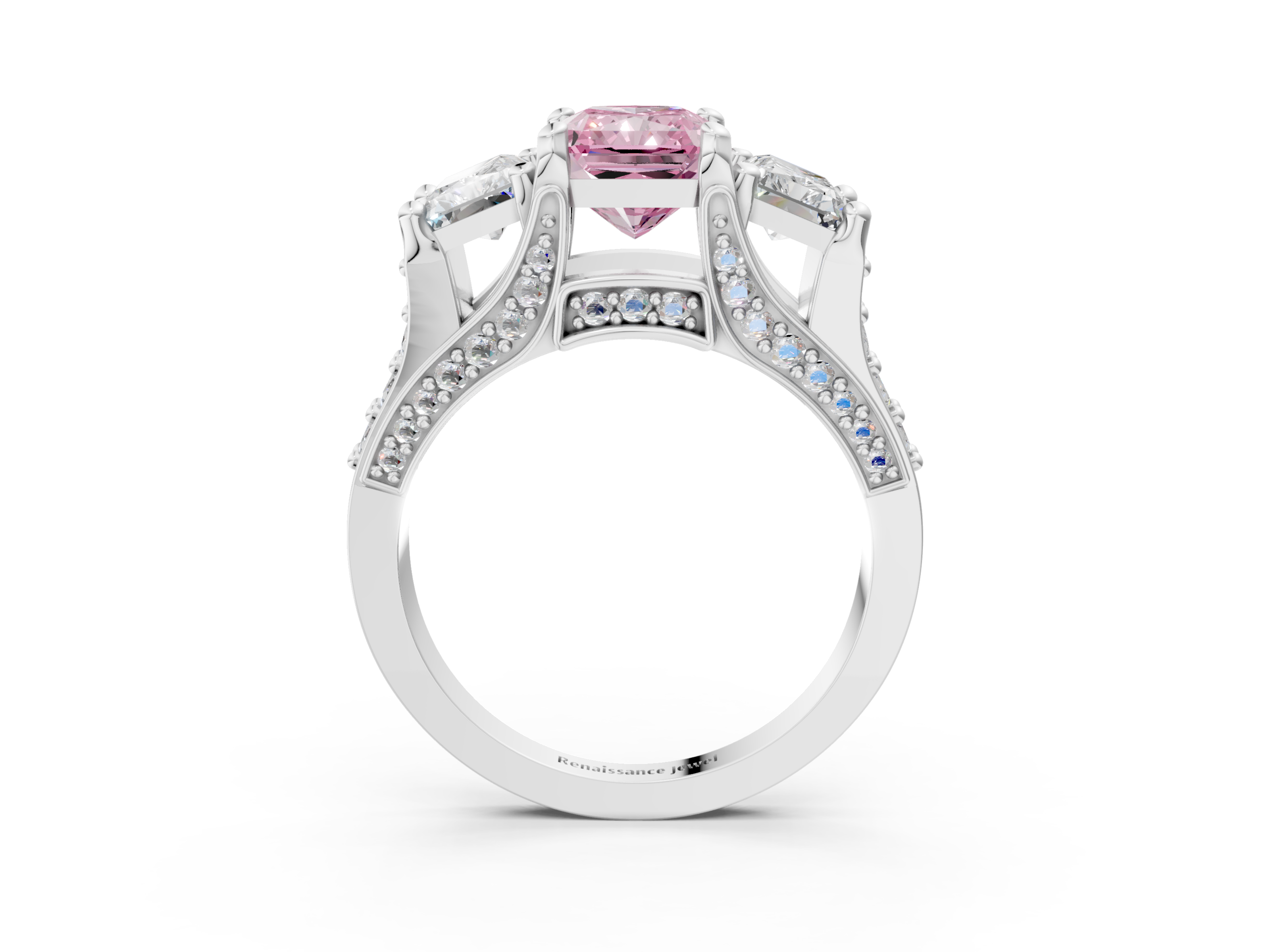 White gold Three-Stone Fancy Pink Radiant  Cut Diamond Ring with Channel-Set Band and Four-Prong Setting_47