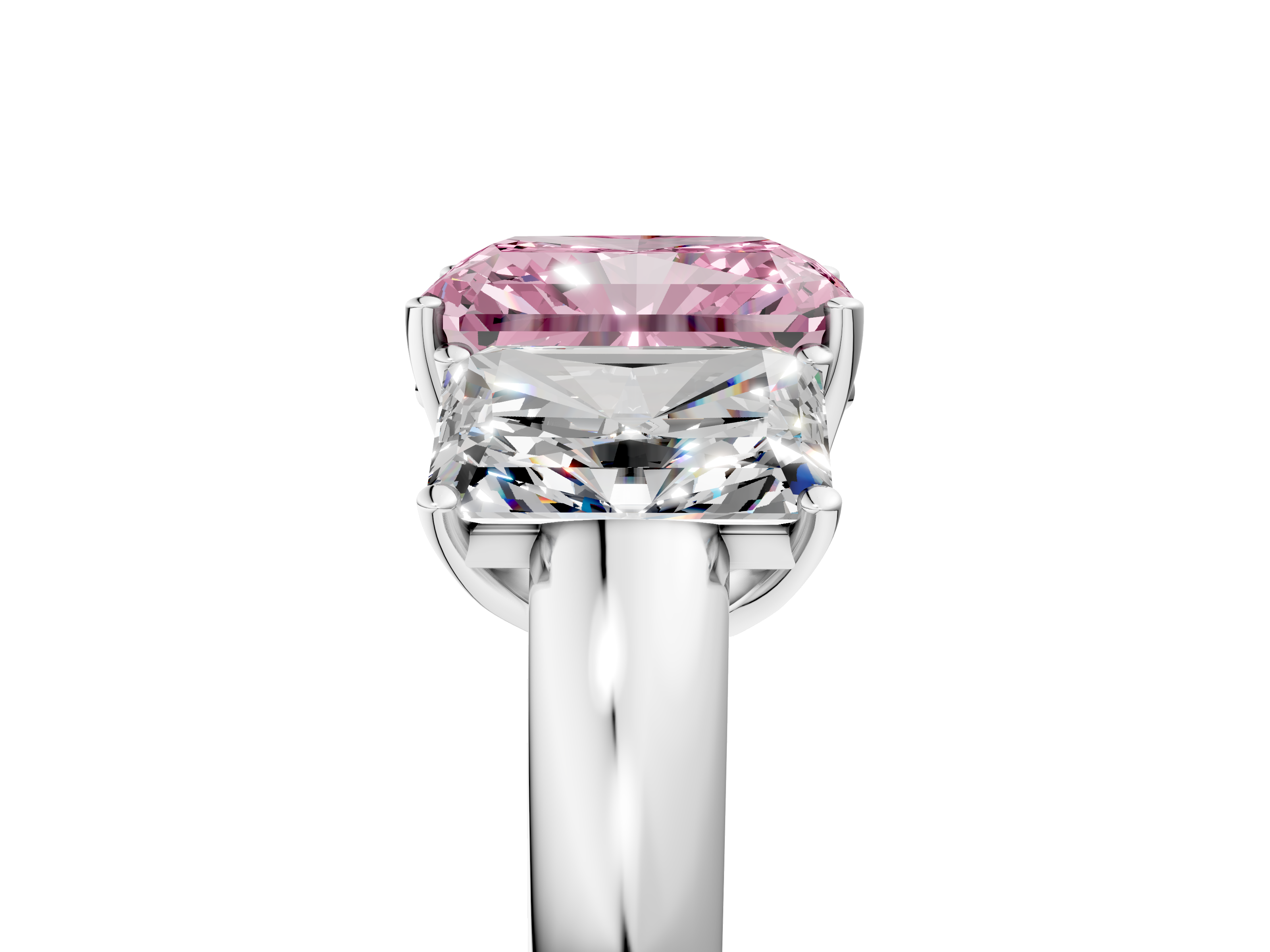 White gold Three-Stone Fancy Pink Radiant  Cut Diamond Ring with Channel-Set Band and Four-Prong Setting_48