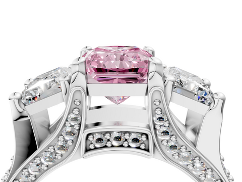 White gold Three-Stone Fancy Pink Radiant  Cut Diamond Ring with Channel-Set Band and Four-Prong Setting_48
