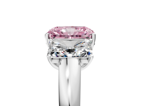 White gold Three-Stone Fancy Pink Radiant  Cut Diamond Ring with Channel-Set Band and Four-Prong Setting_65