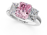 White gold Three-Stone Fancy Pink Radiant  Cut Diamond Ring with Channel-Set Band and Four-Prong Setting_90