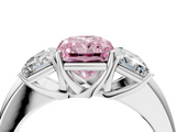 White gold Three-Stone Fancy Pink Radiant  Cut Diamond Ring with Channel-Set Band and Four-Prong Setting_93
