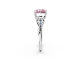 White gold Three-Stone Fancy Pink Radiant Cut Diamond Ring with Pavé Band and Prong Setting_140