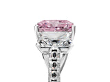 White gold Three-Stone Fancy Pink Radiant Cut Diamond Ring with Pavé Band and Prong Setting_143