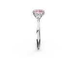 White gold Three-Stone Fancy Pink Radiant  Cut Diamond Ring with Pear Side Stones in Four-Prong Setting_111