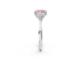 White gold Three-Stone Fancy Pink Radiant Cut Diamond Ring with Pear  Side Stones in Four-Prong Setting_14