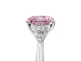 White gold Three-Stone Fancy Pink Radiant Cut Diamond Ring with Pear  Side Stones in Four-Prong Setting_17