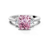 White gold Three-Stone Fancy Pink Radiant  Cut Diamond Solitaire with Prong Setting and Classic Band_28