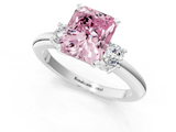 White gold Three-Stone Fancy Pink Radiant  Cut Diamond Solitaire with Prong Setting and Classic Band_29