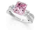 White gold Three-Stone Fancy Pink Radiant  Cut Diamond Twist Band with Prong Setting_35