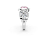 White gold Three-Stone Fancy Pink Radiant Cut Diamond Wave Pave Band with Prong Setting_8