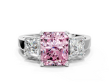 White gold Three-Stone Fancy Pink Radiant  Cut Solitaire Ring with Prong Setting_3