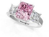White gold Three-Stone Fancy Pink Radiant  Cut Solitaire Ring with Prong Setting_4