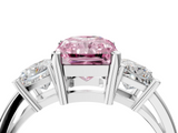 White gold Three-Stone Fancy Pink Radiant  Cut Solitaire Ring with Prong Setting_7