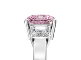 White gold Three-Stone Fancy Pink Radiant  Cut Solitaire Ring with Prong Setting_8