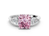 White gold Three-Stone Fancy Pink Radiant  Diamond Ring with Pear Side Stones in Four-Prong Setting_58