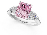 White gold Three-Stone Fancy Pink Radiant  Diamond Ring with Pear Side Stones in Four-Prong Setting_59