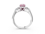 White gold Three-Stone Fancy Pink Radiant  Diamond Ring with Pear Side Stones in Four-Prong Setting_62