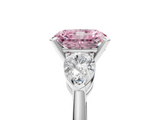 White gold Three-Stone Fancy Pink Radiant  Diamond Ring with Pear Side Stones in Four-Prong Setting_64