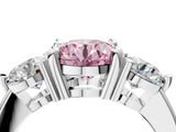 White gold Three-Stone Fancy Pink Round  Brilliant Cut Solitaire Ring with Prong Setting on a Classic Band 4