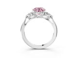 White gold Three-Stone Fancy Pink Round Cut Brilliant Diamond Solitaire Ring with Tapered Band and Four-Prong Setting_49