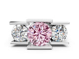White gold Three Stone Fancy Pink Round Cut Cut Channel Set Diamond Ring_36