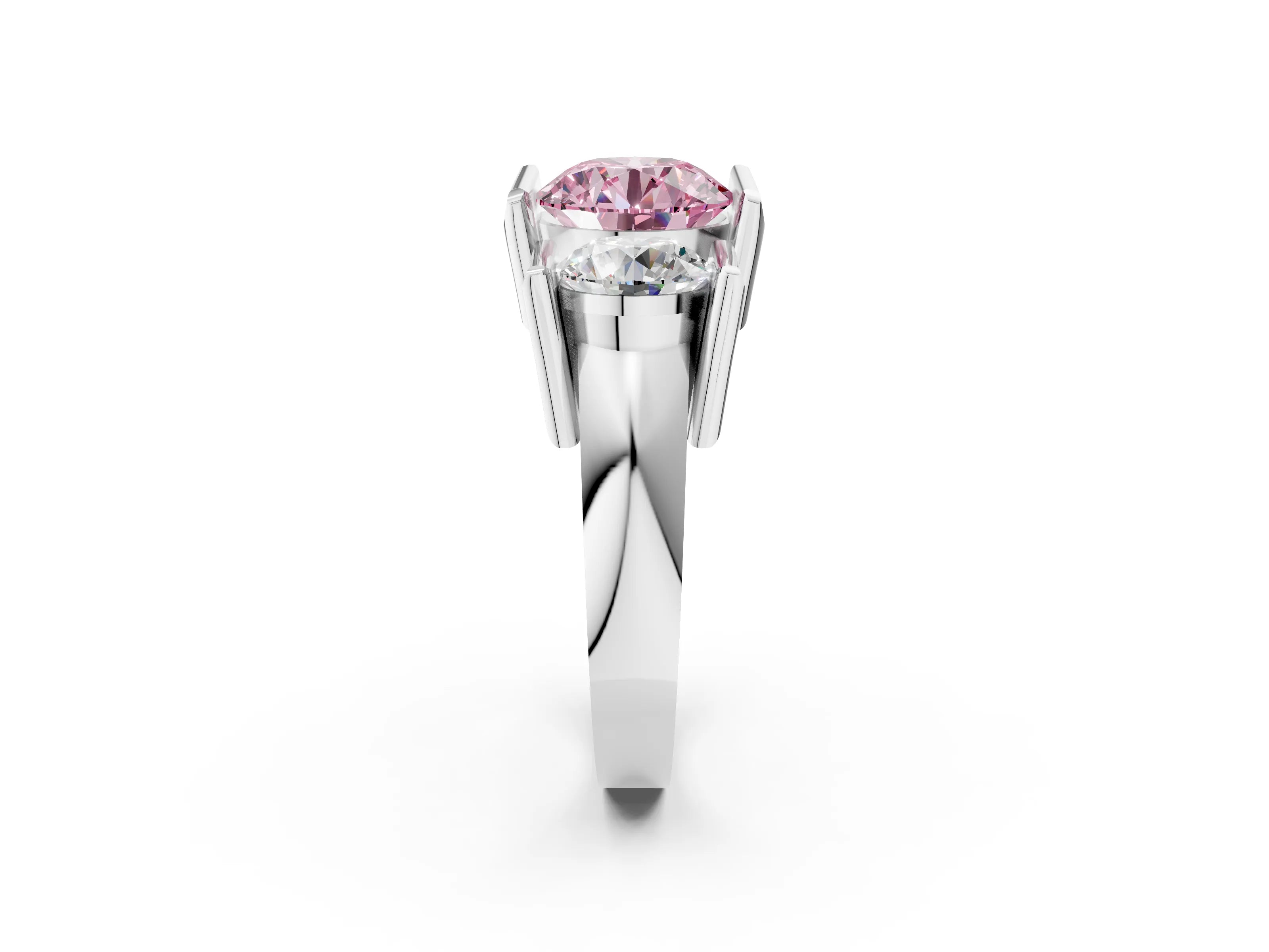 White gold Three Stone Fancy Pink Round Cut Cut Channel Set Diamond Ring_38