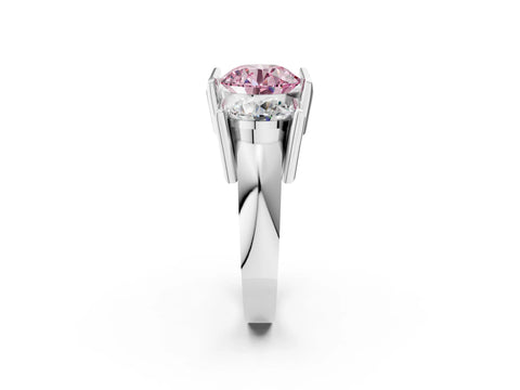 White gold Three Stone Fancy Pink Round Cut Cut Channel Set Diamond Ring_38