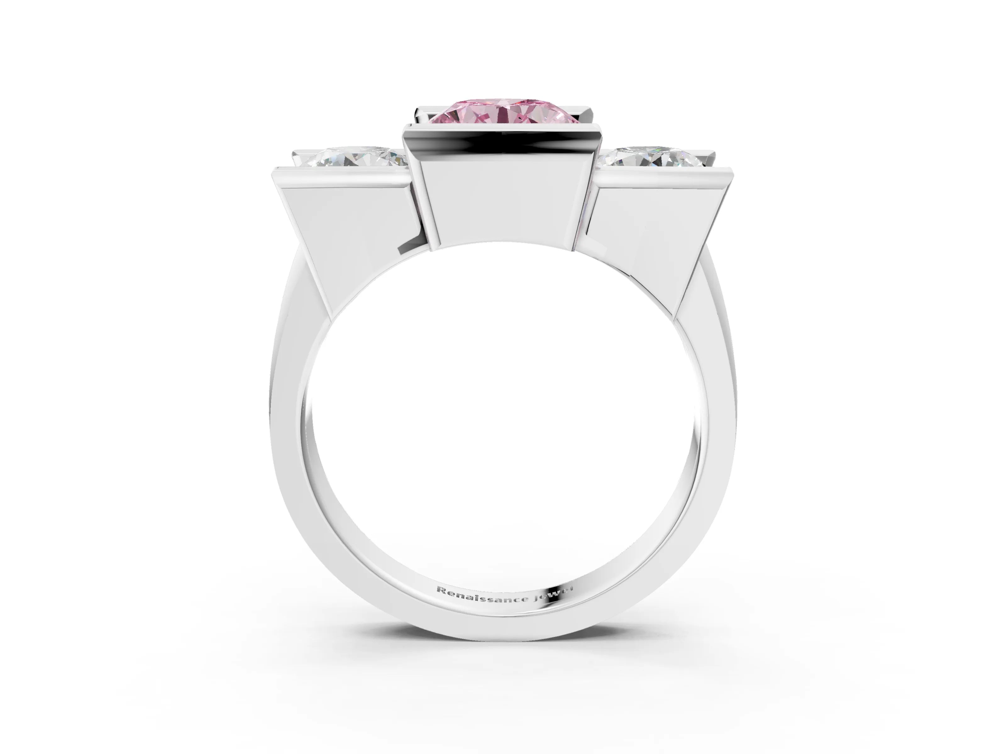 White gold Three Stone Fancy Pink Round Cut Cut Channel Set Diamond Ring_39