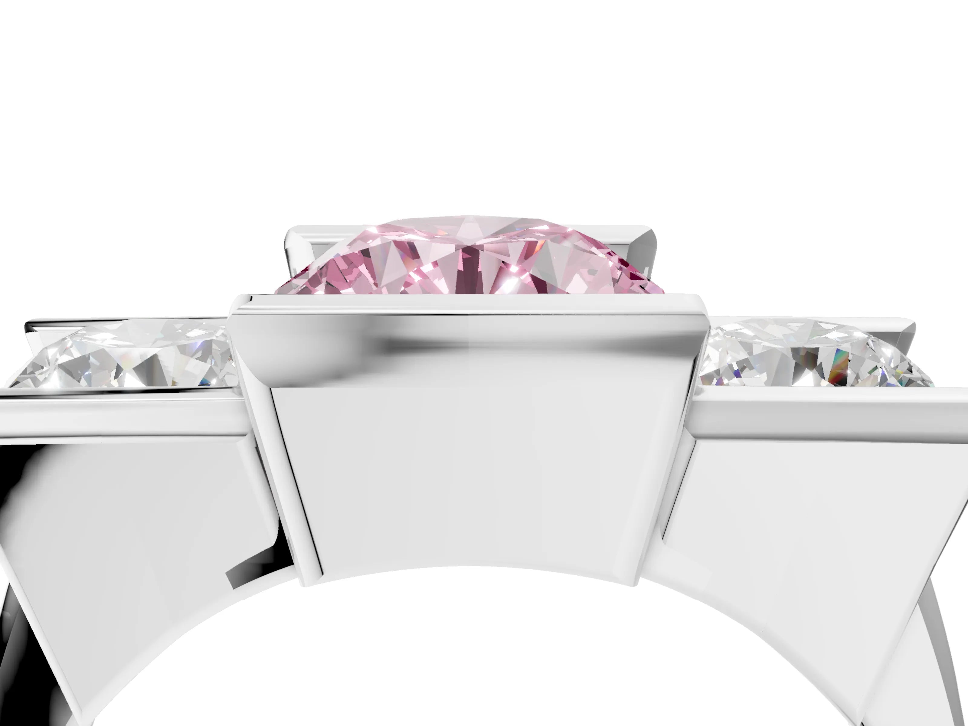 White gold Three Stone Fancy Pink Round Cut Cut Channel Set Diamond Ring_40