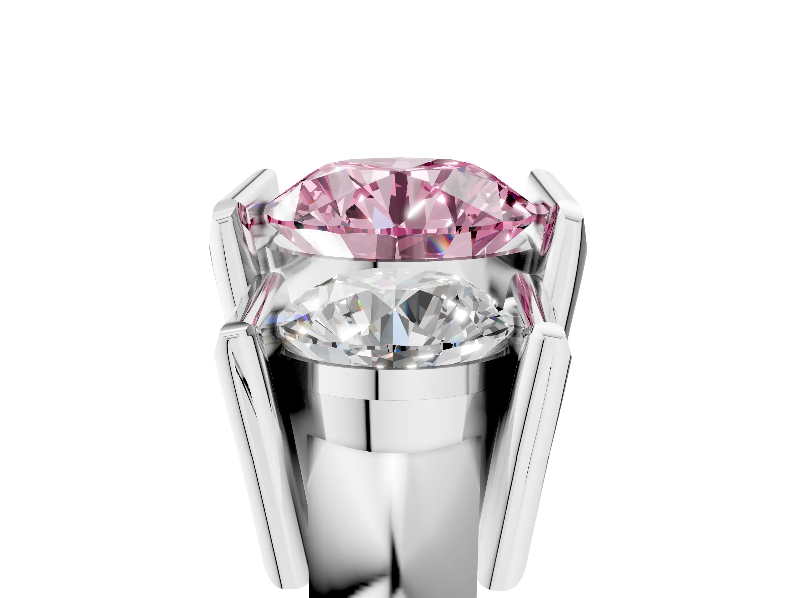 White gold Three Stone Fancy Pink Round Cut Cut Channel Set Diamond Ring_41