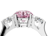 White gold Three-Stone Fancy Pink Round Cut Cut Classic Band Prong Setting Ring_4