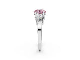 White gold Three-Stone Fancy Pink Round Cut Cut Diamond Engagement Ring with Flat Band and Four-Prong Setting_14