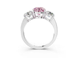 White gold Three-Stone Fancy Pink Round Cut Cut Diamond Engagement Ring with Flat Band and Four-Prong Setting_15