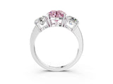 White gold Three-Stone Fancy Pink Round Cut Cut Diamond Engagement Ring with Flat Band and Four-Prong Setting_15
