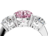 White gold Three-Stone Fancy Pink Round Cut Cut Diamond Engagement Ring with Flat Band and Four-Prong Setting_16